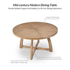 Tavolo da pranzo rotondo in legno massello Bryan Mid-century Modern 54 di HULALA HOME