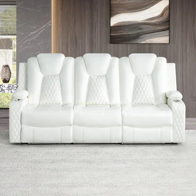 Premium Air Leather Home Theater Loveseat with LED Lights, Recliner with Built-in Speakers & Wireless Charging