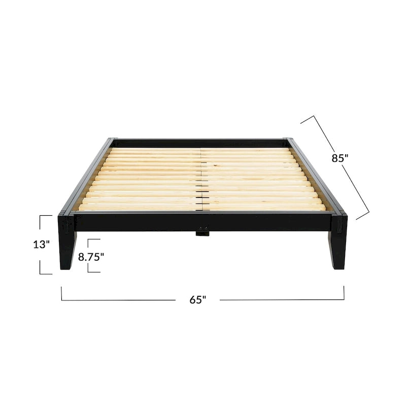 Letto a piattaforma in legno massello Yume con falegnameria giapponese