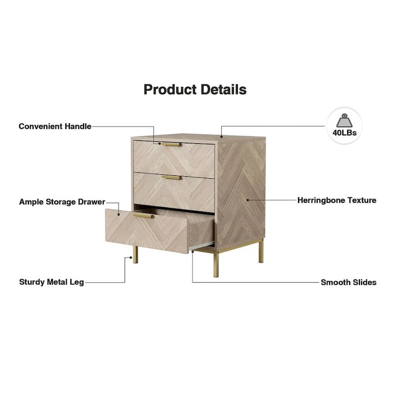 Comodino moderno Anmytek con 3 cassetti in legno e contenitore per camera da letto e soggiorno