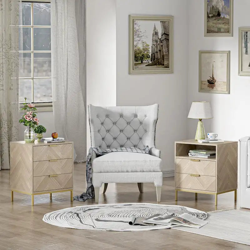 Comodino moderno Anmytek con 3 cassetti in legno e contenitore per camera da letto e soggiorno