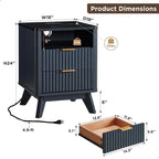 Comodino moderno scanalato con piano in finto marmo, tavolino laterale, tavolino laterale