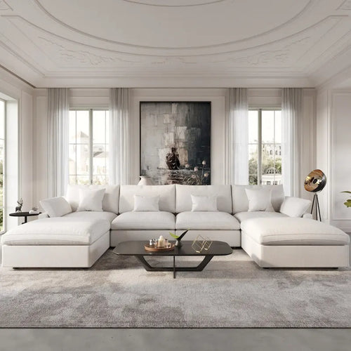 156 Convertible Modular Sectional Sofa Couch, Modern U Shape Minimalism Sofas Couches with Pillows