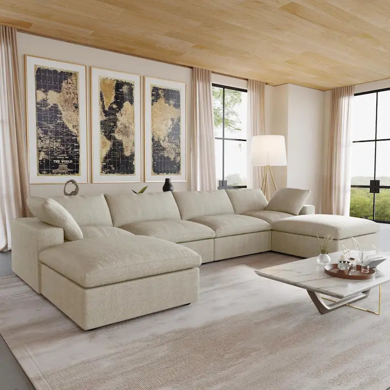 Divano componibile modulare convertibile 156, divani moderni minimalisti a forma di U con cuscini