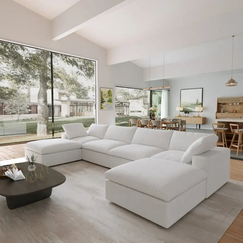 Divano componibile modulare convertibile 156, divani moderni minimalisti a forma di U con cuscini