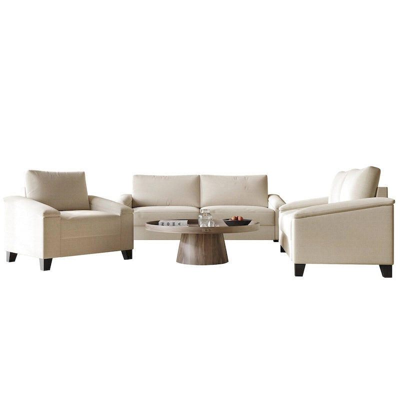 Set da soggiorno CraftPorch Simple Style con rivestimento in lino, 3 pezzi