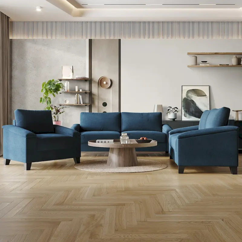 Set da soggiorno CraftPorch Simple Style con rivestimento in lino, 3 pezzi