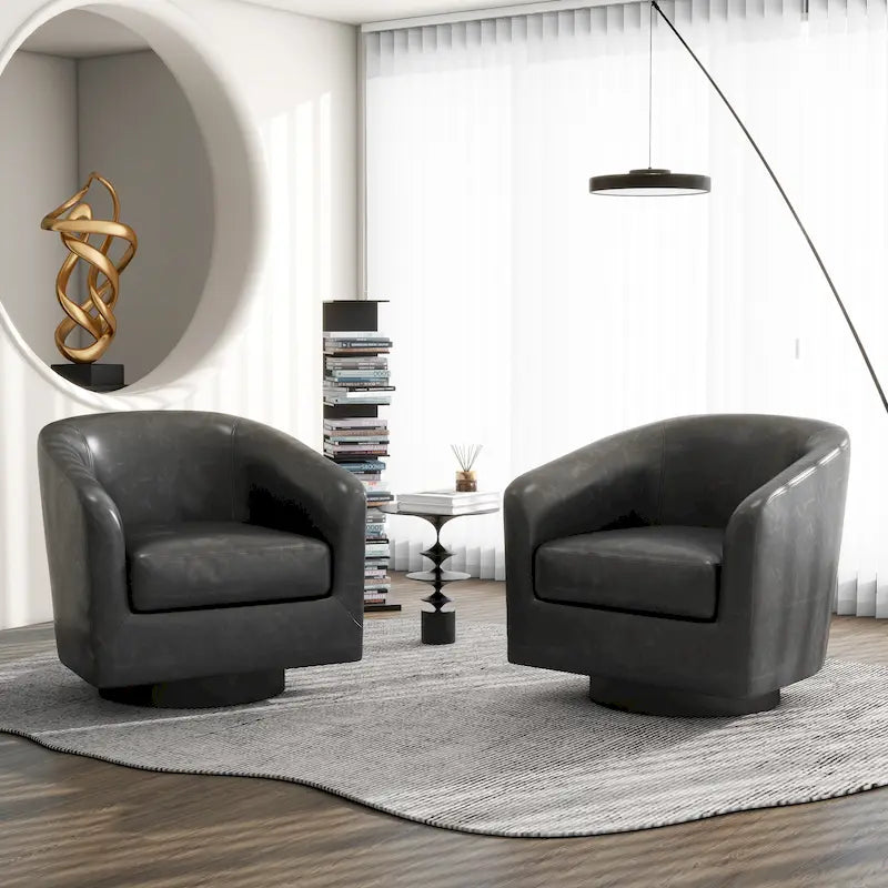 Set di 2 sedie girevoli rotonde moderne, sedia a botte per soggiorno