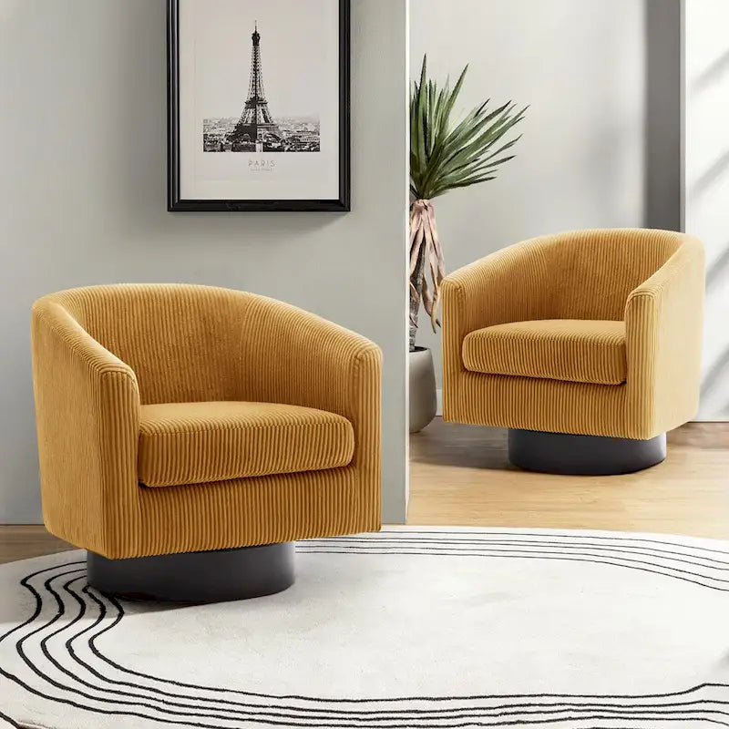 Set di 2 sedie girevoli rotonde moderne, sedia a botte per soggiorno