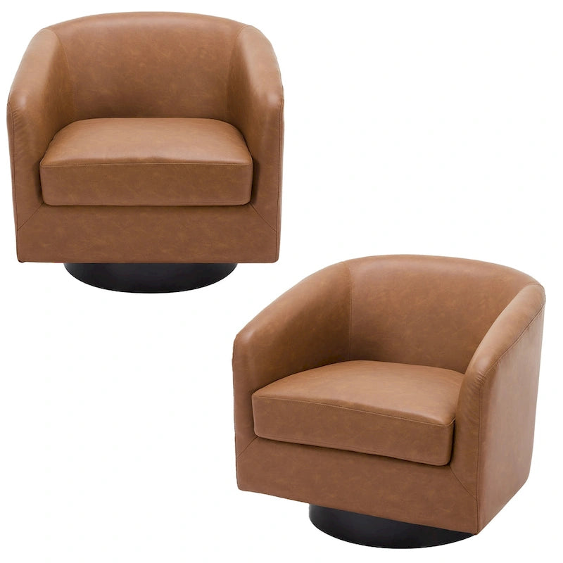 Set di 2 sedie girevoli rotonde moderne, sedia a botte per soggiorno