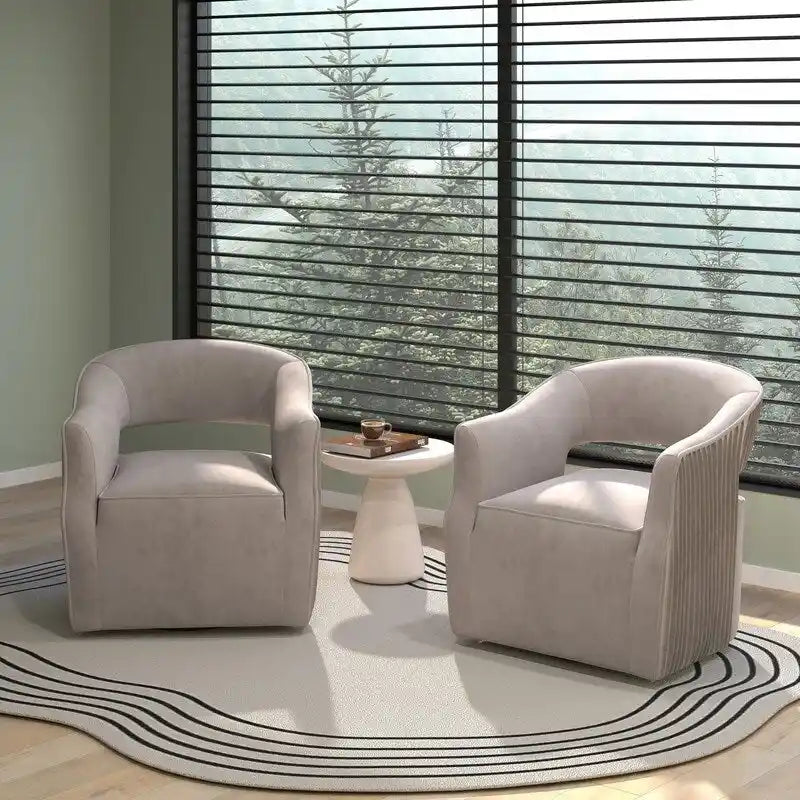 SEYNAR Modern Glam Velvet Poltrona girevole a 360 gradi con schienale aperto Set di 2