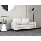 59 Divano a due posti in pelle con braccioli quadrati di metà secolo