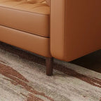 59 Divano a due posti in pelle con braccioli quadrati di metà secolo