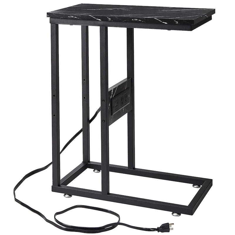 Javlergo Set di 2 tavolini da divano a forma di C, tavolino piccolo per soggiorno, tavolino stretto da comodino/tavolino porta TV