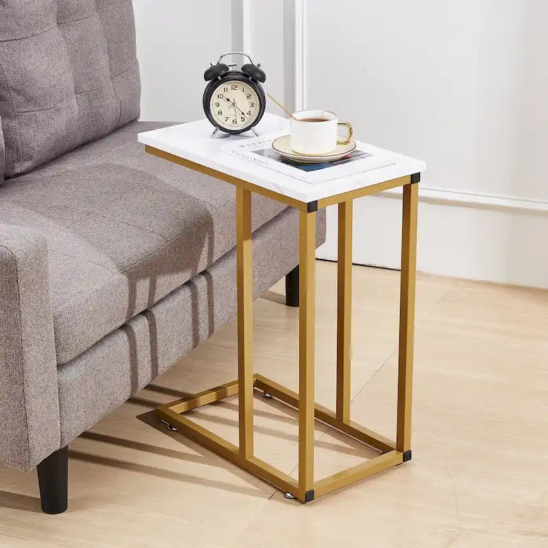 Javlergo Set di 2 tavolini da divano a forma di C, tavolino piccolo per soggiorno, tavolino stretto da comodino/tavolino porta TV