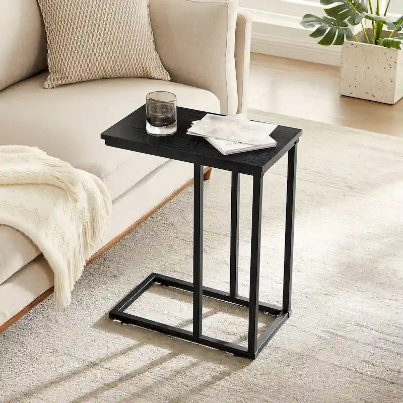 Javlergo Set di 2 tavolini da divano a forma di C, tavolino piccolo per soggiorno, tavolino stretto da comodino/tavolino porta TV