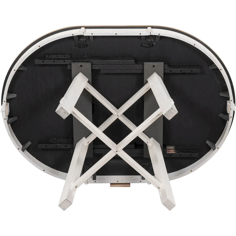 Tavolo da pranzo rotondo estensibile in stile fattoria con 16 ante - Elegante tavolo da cucina in legno