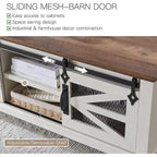 Tavolino da caffè in stile rustico con spazio di archiviazione e ante scorrevoli, tavolo da cocktail