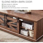 Tavolino da caffè in stile rustico con spazio di archiviazione e ante scorrevoli, tavolo da cocktail