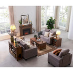 Tavolino da caffè in stile rustico con spazio di archiviazione e ante scorrevoli, tavolo da cocktail