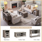 Tavolino da caffè in stile rustico con spazio di archiviazione e ante scorrevoli, tavolo da cocktail