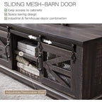 Tavolino da caffè in stile rustico con spazio di archiviazione e ante scorrevoli, tavolo da cocktail