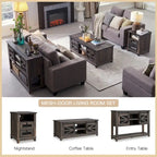 Tavolino da caffè in stile rustico con spazio di archiviazione e ante scorrevoli, tavolo da cocktail