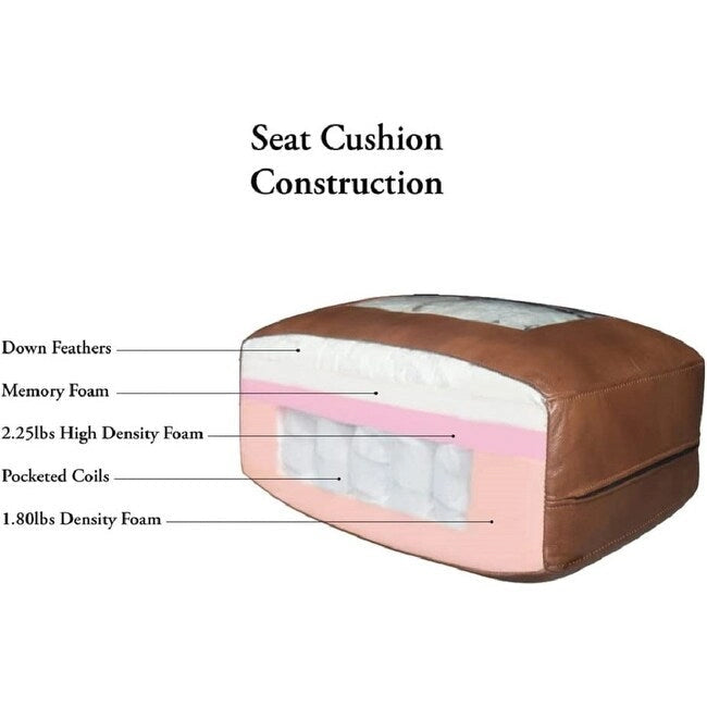 Divano componibile Hydeline Elm in pelle pieno fiore con poltrona, piume, memory foam e molle