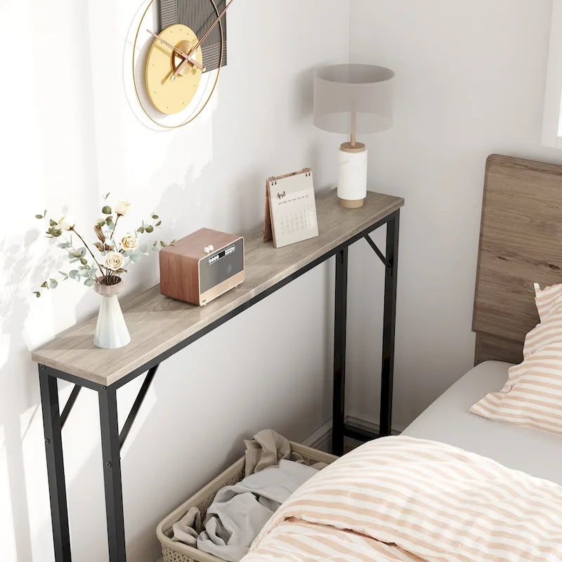 5.9 Tavolino da divano stretto, tavolino da consolle sottile con contenitore