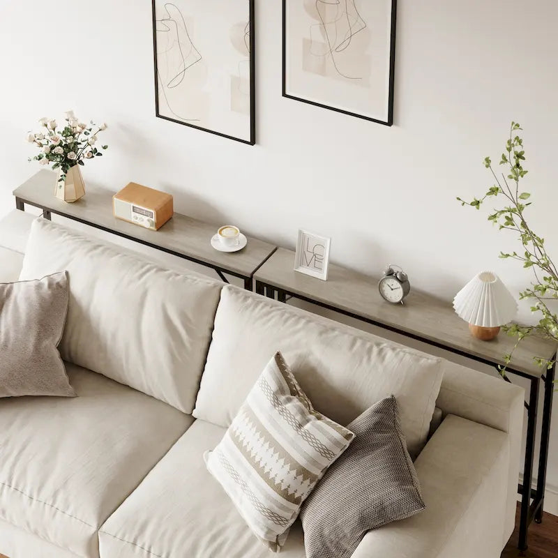 5.9 Tavolino da divano stretto, tavolino da consolle sottile con contenitore