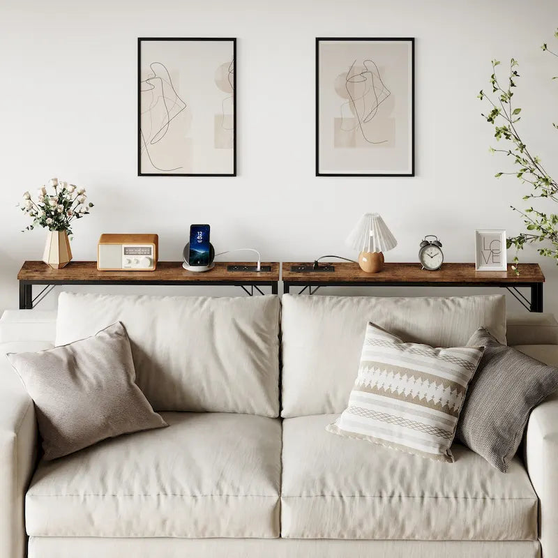 5.9 Tavolino da divano stretto, tavolino da consolle sottile con contenitore