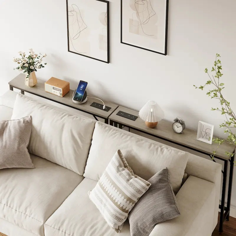 5.9 Tavolino da divano stretto, tavolino da consolle sottile con contenitore