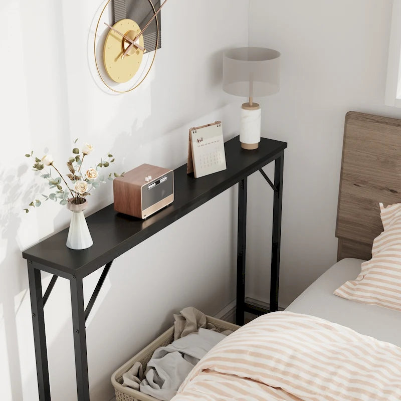 5.9 Tavolino da divano stretto, tavolino da consolle sottile con contenitore