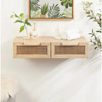 Kate e Laurel Ori Consolle galleggiante in rattan - 28x13x6