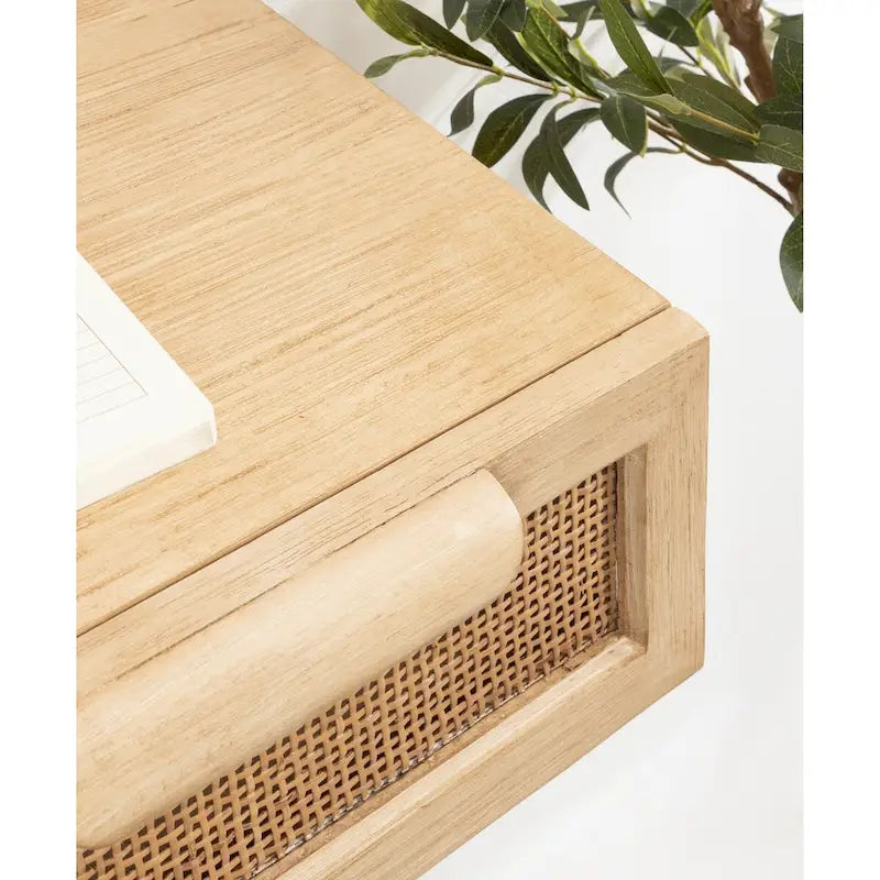 Kate e Laurel Ori Consolle galleggiante in rattan - 28x13x6