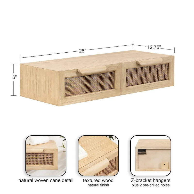 Kate e Laurel Ori Consolle galleggiante in rattan - 28x13x6