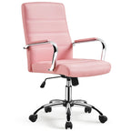 Sedia da ufficio girevole in similpelle con schienale medio regolabile Yaheetech