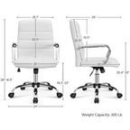 Sedia da ufficio girevole in similpelle con schienale medio regolabile Yaheetech