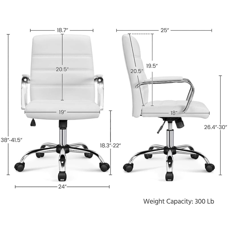 Sedia da ufficio girevole in similpelle con schienale medio regolabile Yaheetech