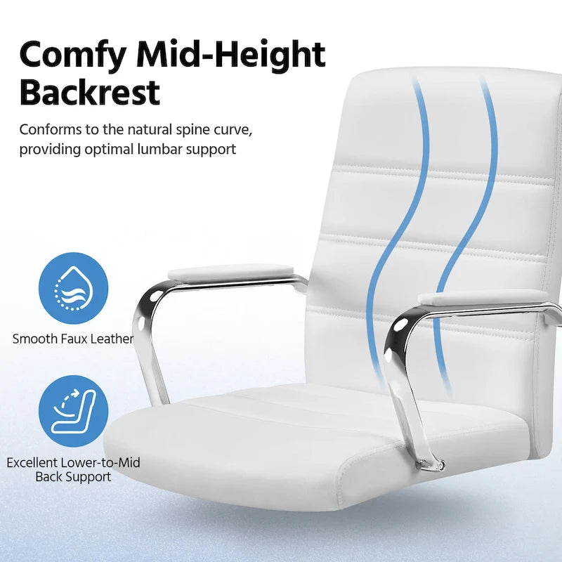 Sedia da ufficio girevole in similpelle con schienale medio regolabile Yaheetech