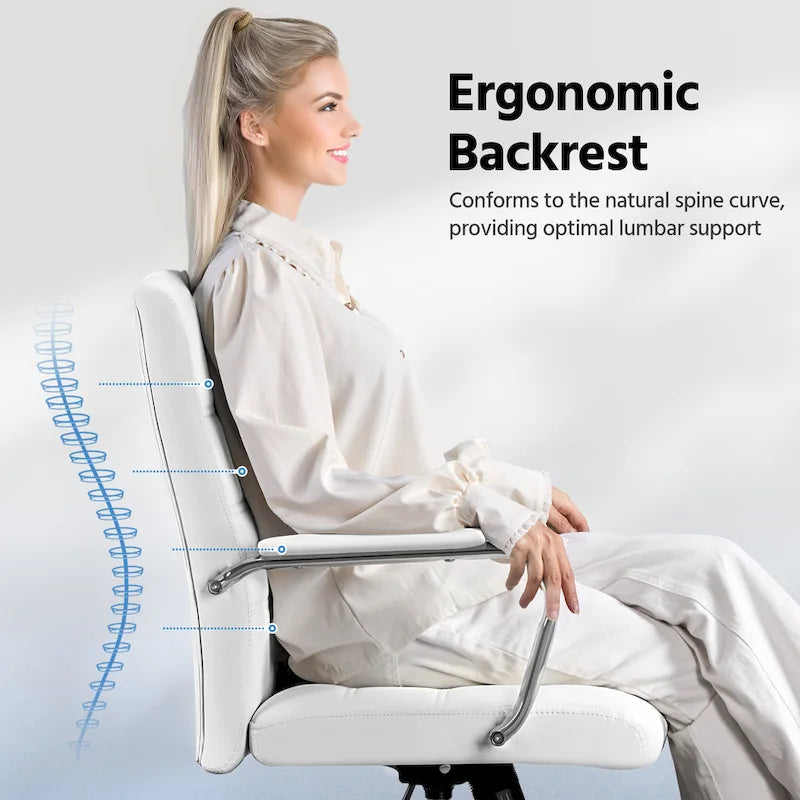 Sedia da ufficio girevole in similpelle con schienale medio regolabile Yaheetech