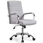 Sedia da ufficio girevole in similpelle con schienale medio regolabile Yaheetech