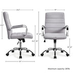 Sedia da ufficio girevole in similpelle con schienale medio regolabile Yaheetech