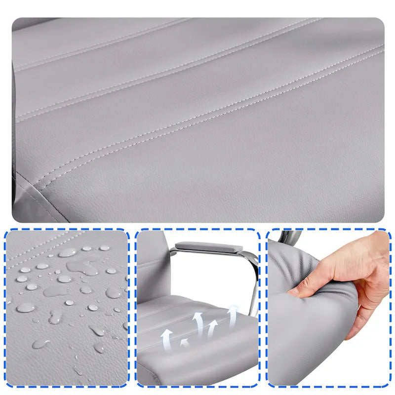 Sedia da ufficio girevole in similpelle con schienale medio regolabile Yaheetech