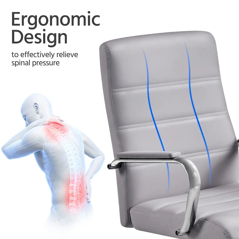 Sedia da ufficio girevole in similpelle con schienale medio regolabile Yaheetech