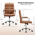 Sedia da ufficio girevole in similpelle con schienale medio regolabile Yaheetech