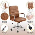 Sedia da ufficio girevole in similpelle con schienale medio regolabile Yaheetech