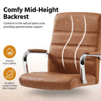 Sedia da ufficio girevole in similpelle con schienale medio regolabile Yaheetech