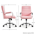 Sedia da ufficio girevole in similpelle con schienale medio regolabile Yaheetech