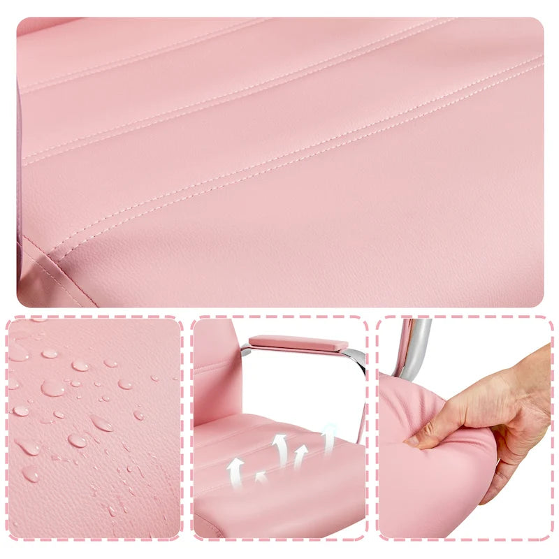 Sedia da ufficio girevole in similpelle con schienale medio regolabile Yaheetech